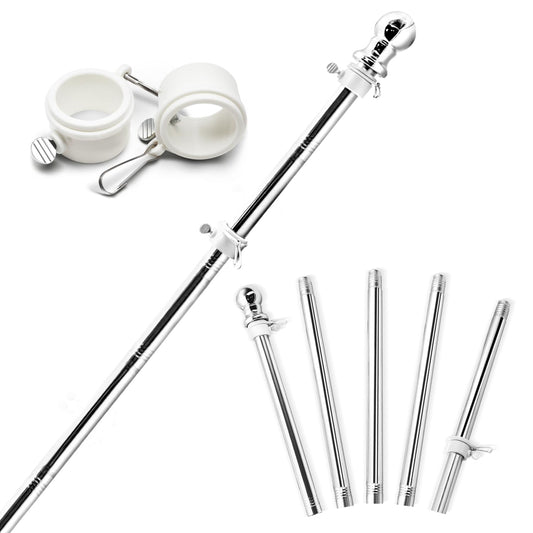 Anley 6 FT Stainless Steel Flag Pole Kit with Tangle Free Rotating Rings - Adjustable Length, Heavy Duty & Rustproof Flag Pole for House, Yard and Commercial (1 Inch Dia.)