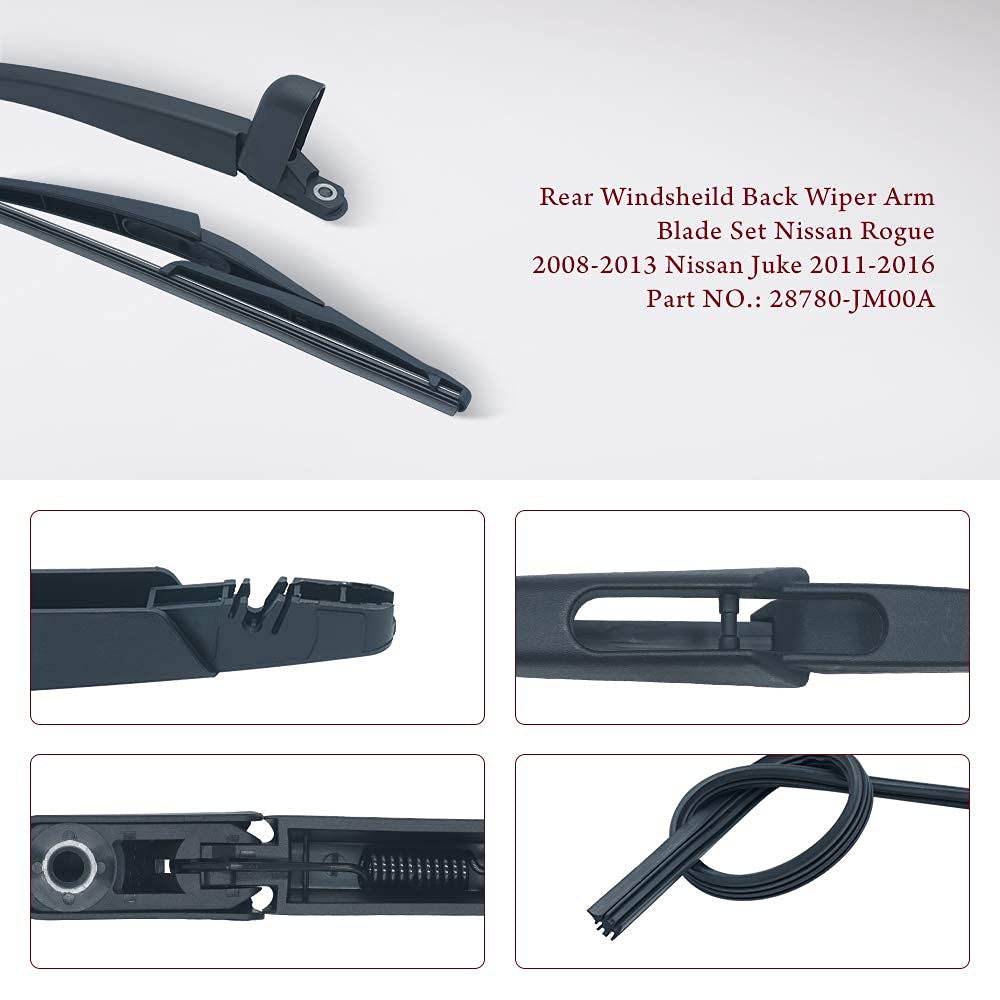 Rear Windsheild Wiper Arm Blade for Nissan Rogue 2008-2013, Nissan Juke 2011-2016# 28780-JM00A, Back Window Wiper Set