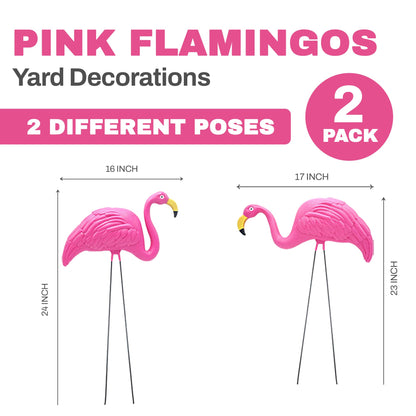 2 Pink Flamingos Yard Decorations - Large 23 inch Ornament Statues - Outdoor Garden Lawn Flamingo Decor by 4E's Novelty
