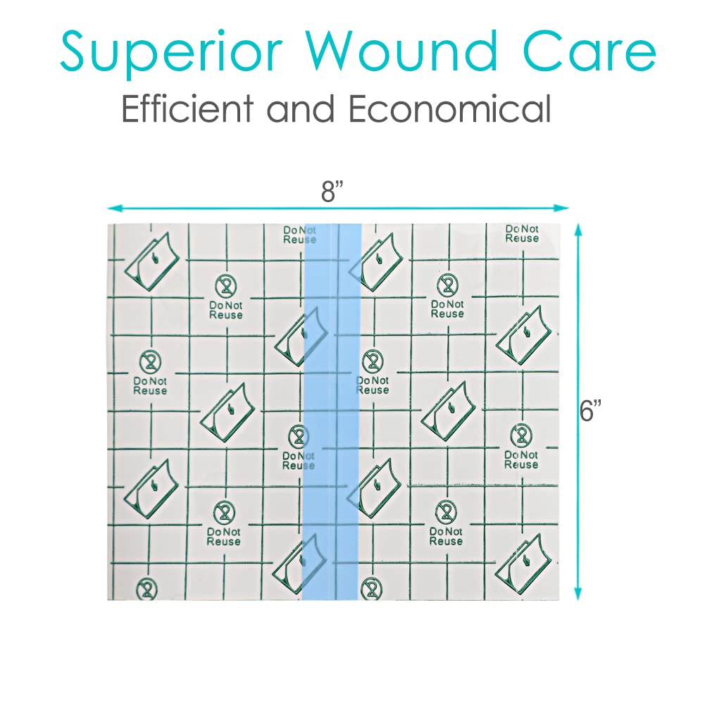 Waterproof Shower Bandage Protector [Pack of 50], 6"x8" Dialysis Catheter Shower Cover Wound PD Peritoneal Dialysis Chemo Port Chest Feeding Tube G-Tube PICC Line Film Dressing