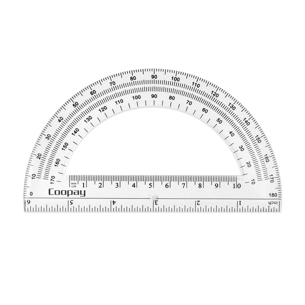 Coopay 48 Pack Plastic Protractors Student Math Clear Protractor Set 180 Degrees for Angle Measurement, 6 Inches