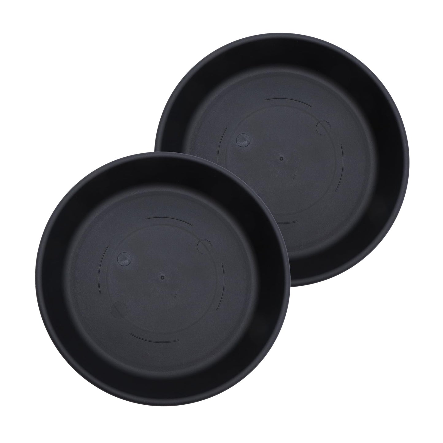 The HC Companies 12 Inch Round Plastic Classic Plant Saucer - Indoor Outdoor Plant Trays for Pots - 12.5"x12.5"x2.13" Black (Pack of 2)