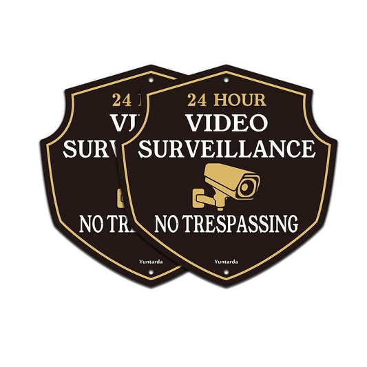 Video Surveillance Signs,Yuntarda 12”x12”(2-Pack) No Trespassing Sign Aluminum Metal Sign UV Print Weather Resistant Safety Signs Pre-drilled Holes for Easy Mount for Wall Fence or Gate