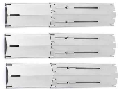Universal Adjustable Stainless Steel Replacement Heat Plate Shield Heat Tent Flavorizer Bar Burner Cover Flame Tamer for Gas Grill, Extends from 12" up to 21" L (Stainless Steel-3 Pack)