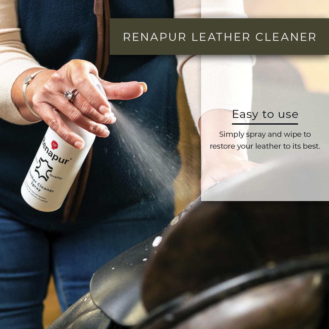 Renapur Natural Leather Cleaner Spray (250ml) – Deep-Cleaning Formula for All Your Leather, Including Sofas, Car Interiors, Footwear, Clothing & Saddles & Tack.