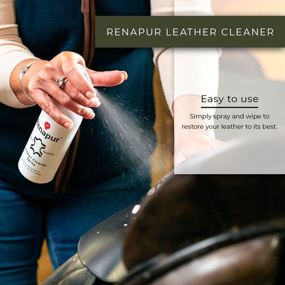 Renapur Natural Leather Cleaner Spray (250ml) – Deep-Cleaning Formula for All Your Leather, Including Sofas, Car Interiors, Footwear, Clothing & Saddles & Tack.