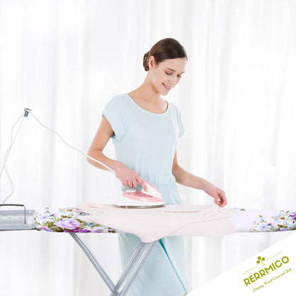 Rerrmico Ironing Board Cover and Pad 15x54 Inch Standard Ironing Board Cover with Elastic Edge and Hook and Loop Fasteners Scorch and Stain Resistant Cotton Ironing Covers with Thick Padding