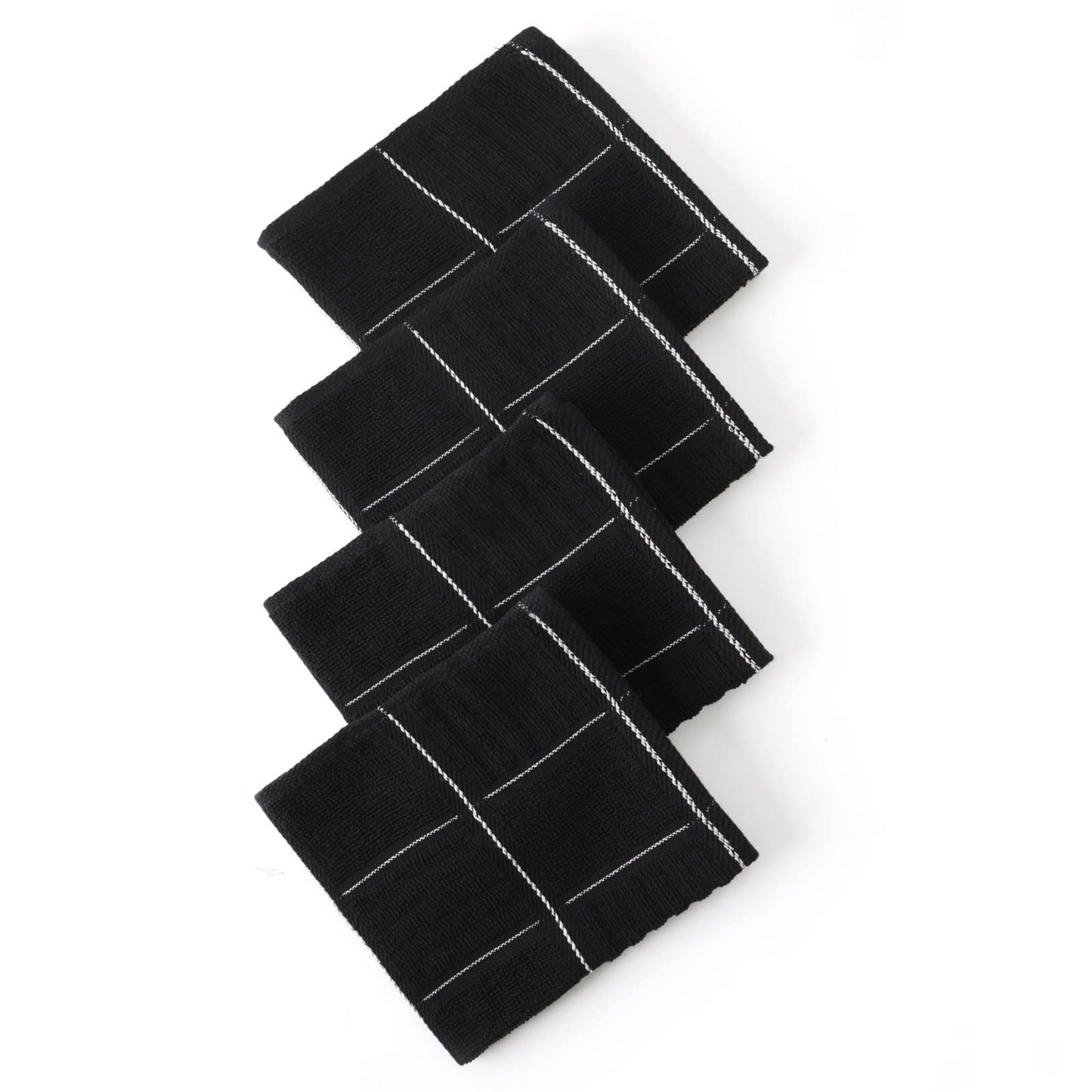 Glynniss Kitchen Towels and Dishcloths Set, Absorbent Dish Towels and Dish Cloths Set for Washing Dishes, Cleaning and Drying Use Pack of 8 (Black)