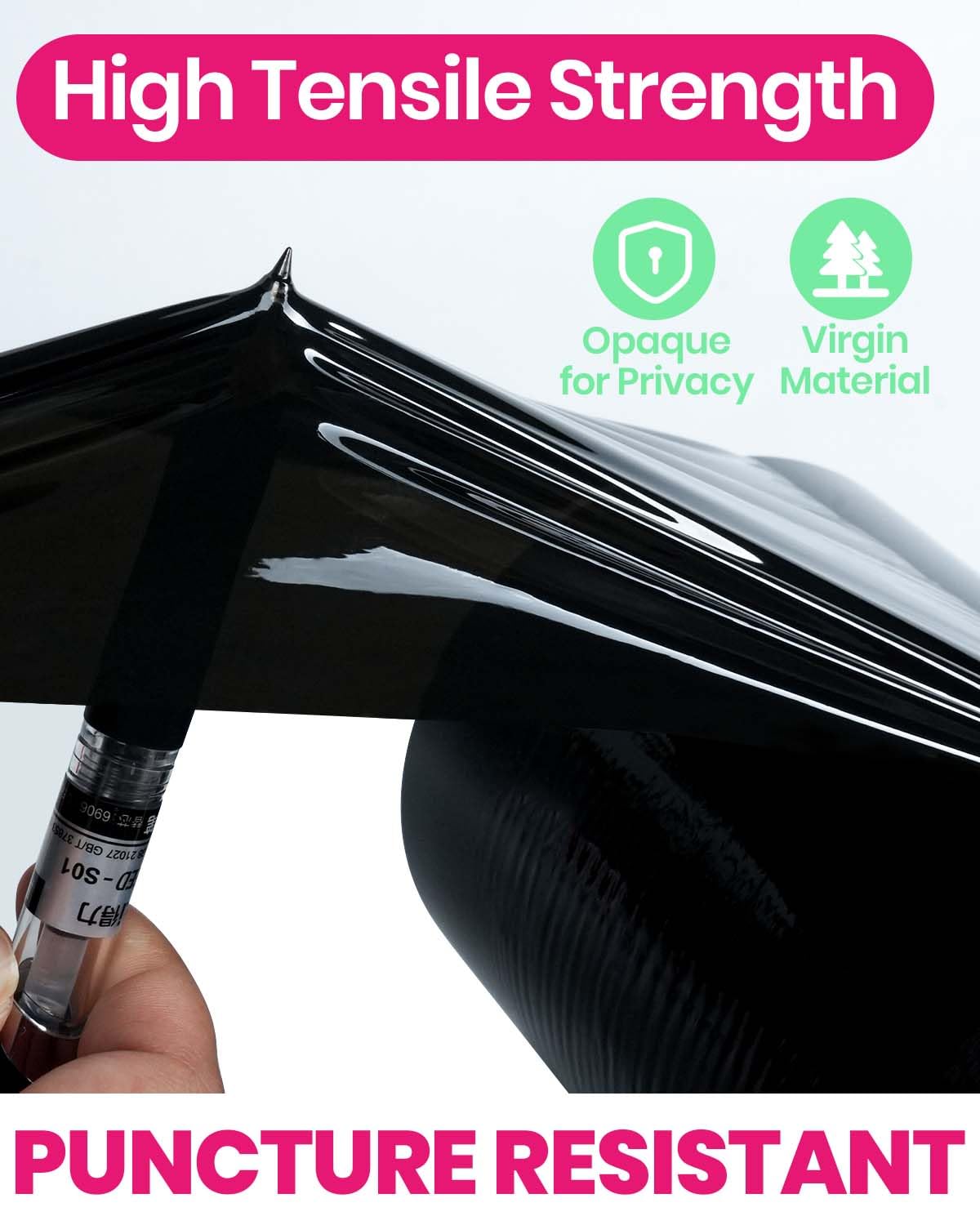 ADHES Mini Black Stretch Wrap with Handle, 5" x 1000ft Shrink Wrap Roll, 60 Gauge Heavy Duty Pallet Wrap Film, Self-Adhering Plastic Stretch Film for Moving & Storage Supplies