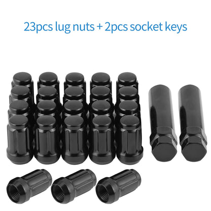 1/2-20 Acorn Lug Nuts - Set of 23 Black 6 Spline Lug Nuts 1.38" Long Closed End Aftermarket Wheel Lug Nut Fit for 1987-2018 Jeep Wrangler, 1993-2010 Jeep Grand Cherokee