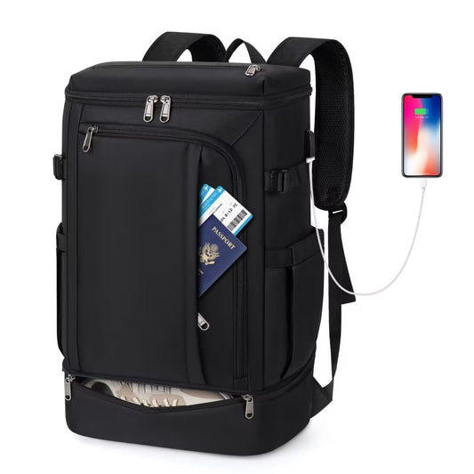 Travel Backpack 15.6 Inch Laptop Backpack for Men and Women Anti Theft Carry On Backpack Flight Approved Computer Backpack with USB Charging Port Large Waterproof Backpacks for Work School, Black
