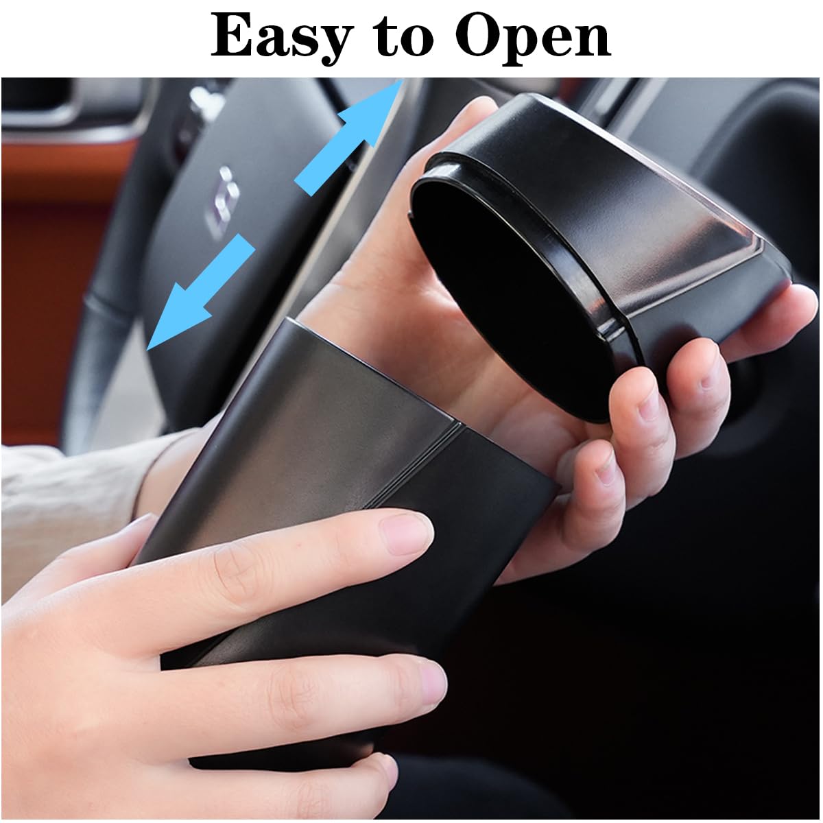 Car Trash Can Bin with Lid - 2 Packs Car Garbage Can Cup Holder - Black Mini Leakproof Vehicle Trash Garbage Can Bin with 40pcs Trash Bags-Car Organizers and Storage for Front Back Seat Accessories