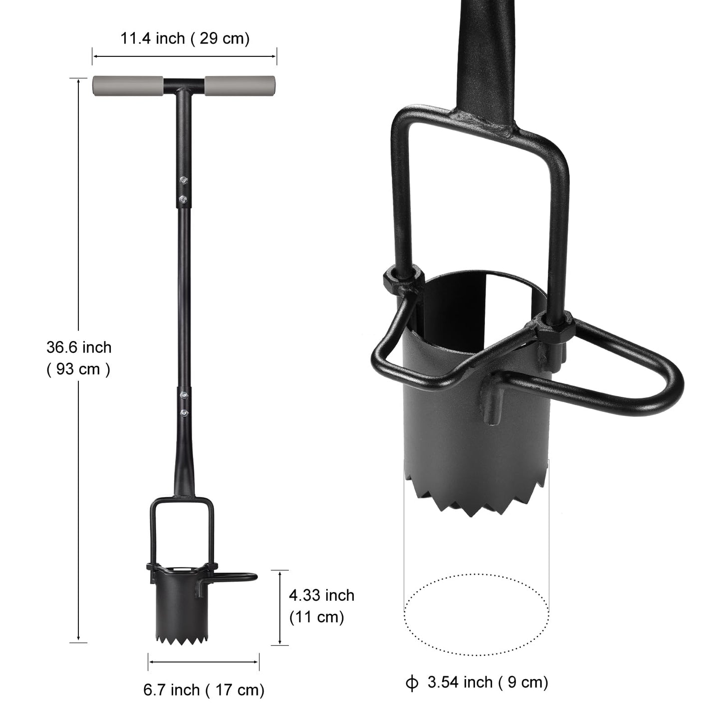 Sod Plugger, Bulb Planter with Long Handle and Serrated Base Garden Tool, Bulb Transplanter Also Grass Plug Tool for Digging Holes to Plant Tulips, Iris, Daffodils Omesata
