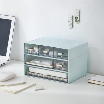 Desk Organizer with 6 Drawers, Makeup Organizer, Plastic Makeup Storage, Cosmetic Storage Organizer, Desk Storage Box, Bathroom Organization Boxes, Desktop Storage Box(Blue)