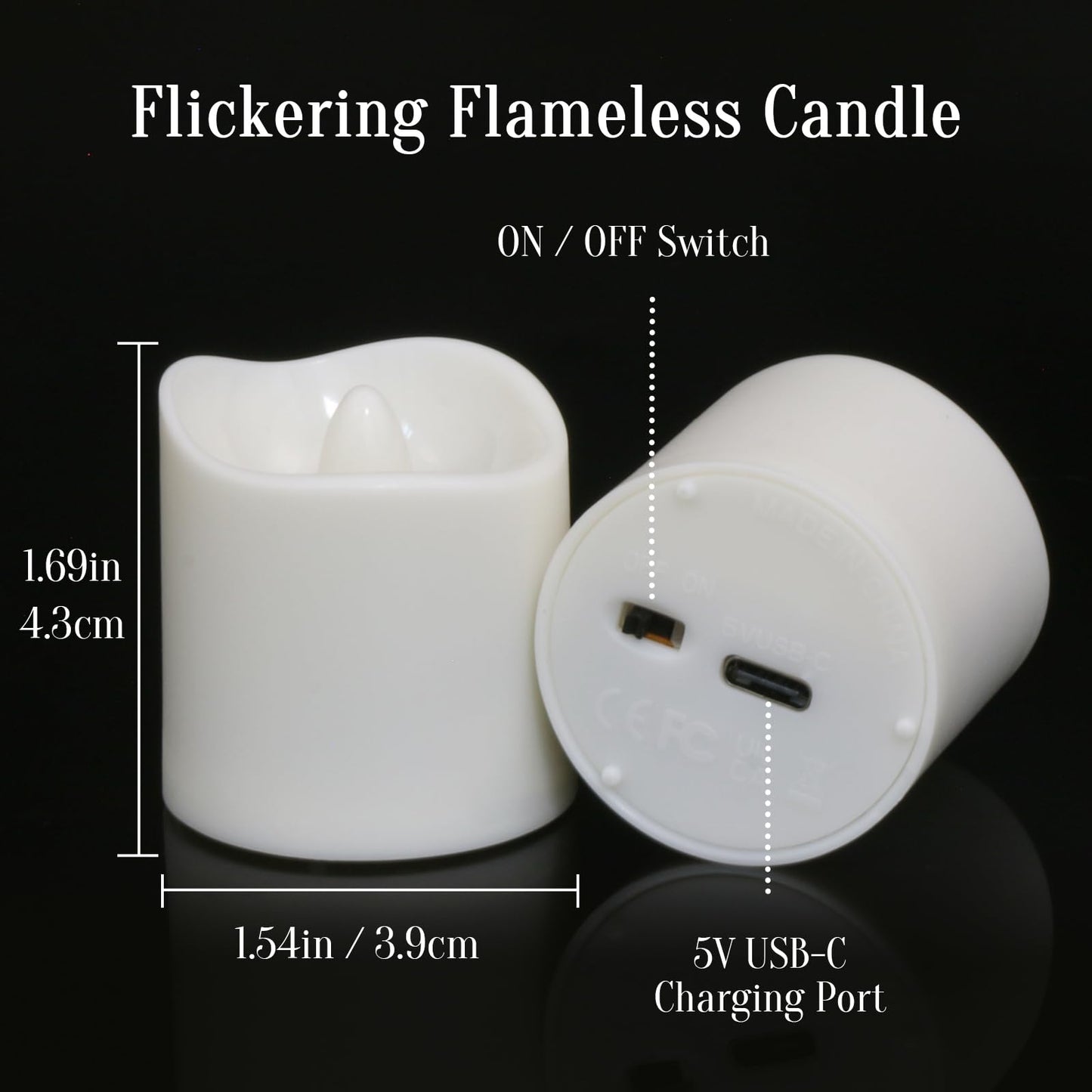 SoulBay Rechargeable Candles with Remote, Flameless Flickering Battery White LED Tea Lights Votives with Timer & Charging Cable for Christmas Lantern Home Holiday Decoration, 6 Pack, 4.3 x 3.9 cm