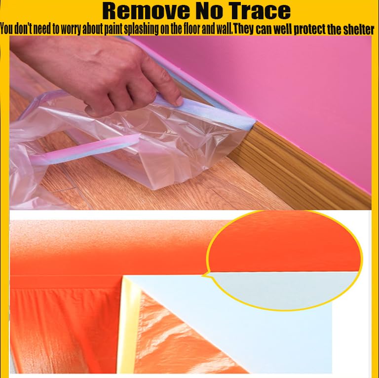Pre-Taped Masking Film for Painting - 60" x 66' Painters Plastic Sheeting with Automotive Paint Tape and Drape for Covering Cars, Walls, Windows and Furniture Protection (4 Rolls)