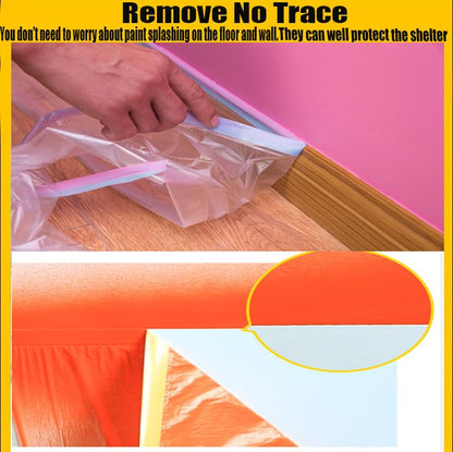 Pre-Taped Masking Film for Painting - 60" x 66' Painters Plastic Sheeting with Automotive Paint Tape and Drape for Covering Cars, Walls, Windows and Furniture Protection (4 Rolls)