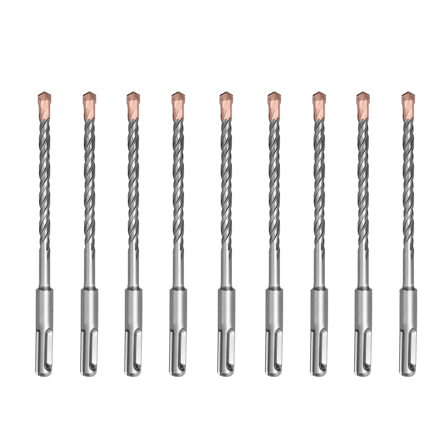 10 Pack 3/16" x 6.3" SDS Plus Rotary Hammer Drill Bit, 5mm x160mm Carbide Tip Masonry Drill Bit for Concrete, Brick, Cement,Stone (3/16" x 6.3" (10 Pack))