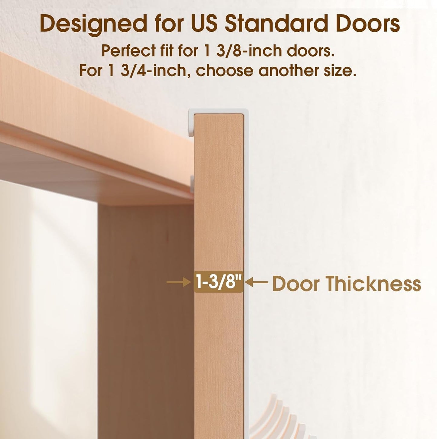 CHAUNCEY HOME Long Over The Door Hooks Hanger with 15.75" Arms for Easier Access by Shorter, Heavy Duty Door Hanger for Coat, F16C, Fits Standard 1 3/8'' Doors, Towel Racks for Bathroom, White