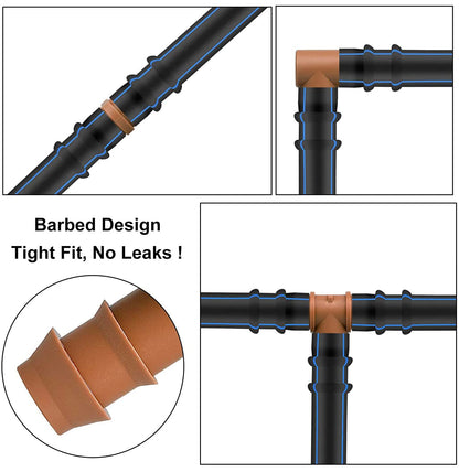 Arfun 20-Pack Drip Irrigation Barbed Tee Fittings, Fits of 1/2”, 17mm .600” ID Drip Tubing