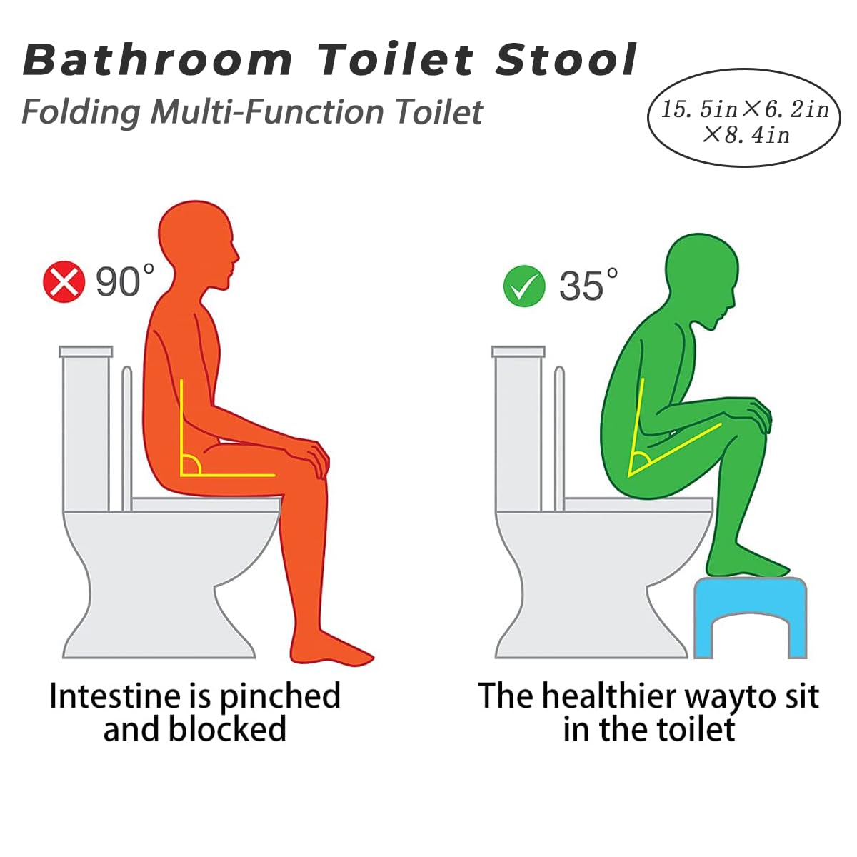 Bathroom Toilet Stool, Squatting Toilet Stool, Detachable Multi-Functional Seat Pan, Portable Step for Home Bathroom, Portable, Sturdy(White)
