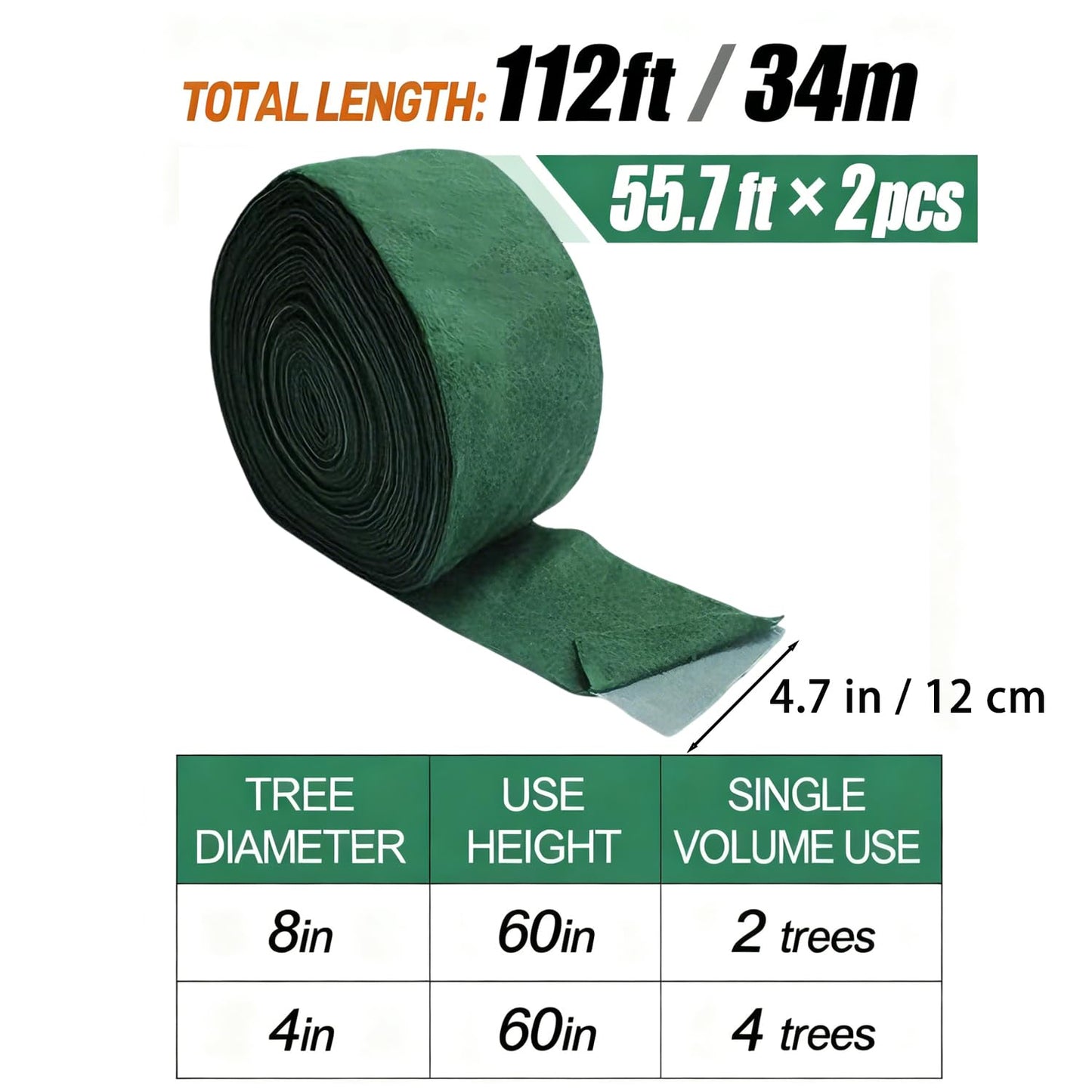 Tree Protector Wrap for Winter Freeze Protection, 56 Ft x 2 Rolls Heavy-Duty Tree Wrap with Tape, Breathable Trunk Bark, Protects Damaged Bark and Guards Against Animals for Shrubs and Young Trees