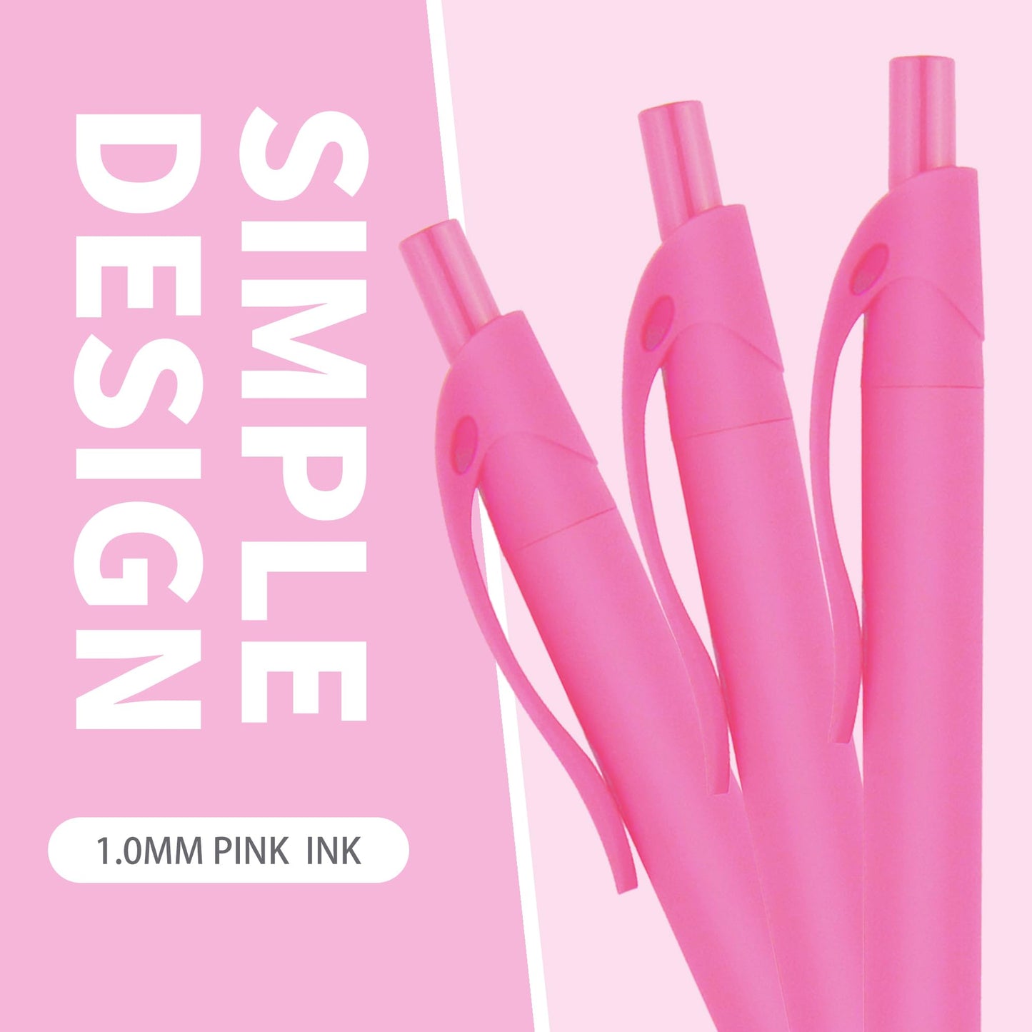 deegtran Pens Bulk, 50 Pack No Bleed Pink Click Pens, Wholesale Retractable Ballpoint Pens, Pens Medium Point, Smooth Ink Pens, 1.0MM Pink Ink