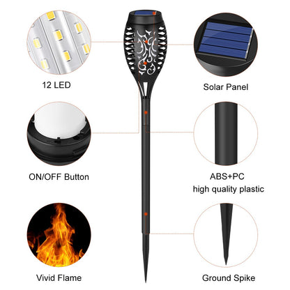 Solar Torch Lights, 6 Pcs Solar Lights Outdoor Waterproof, Auto On/Off Outdoor Solar Lights with Flickering Flame for Garden, Lawn, Patio, Yard, Outdoor Decorations