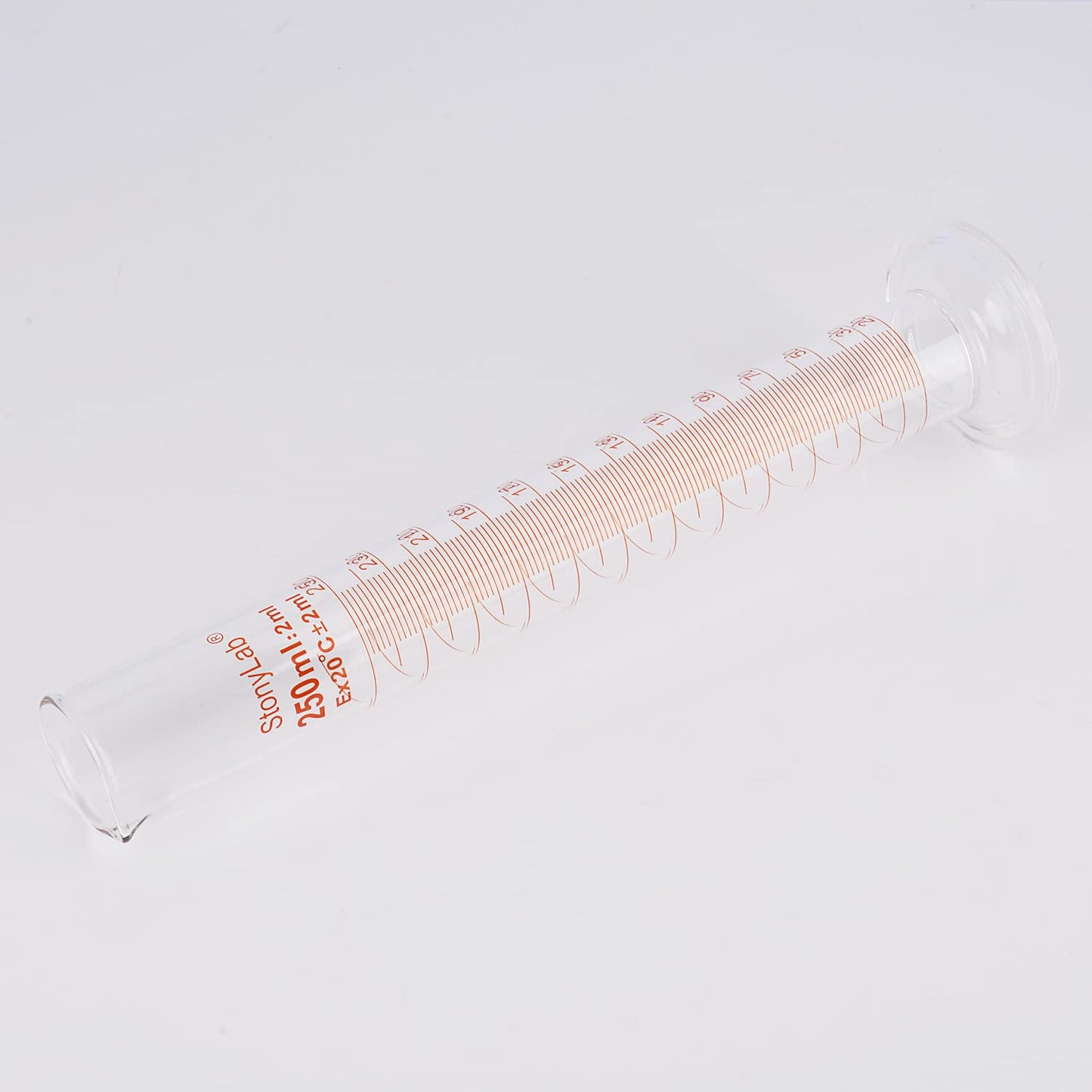 stonylab 1-Pack Graduated Cylinder, Borosilicate Glass 250 ml Heavy Wall Graduated Glass Measuring Cylinder