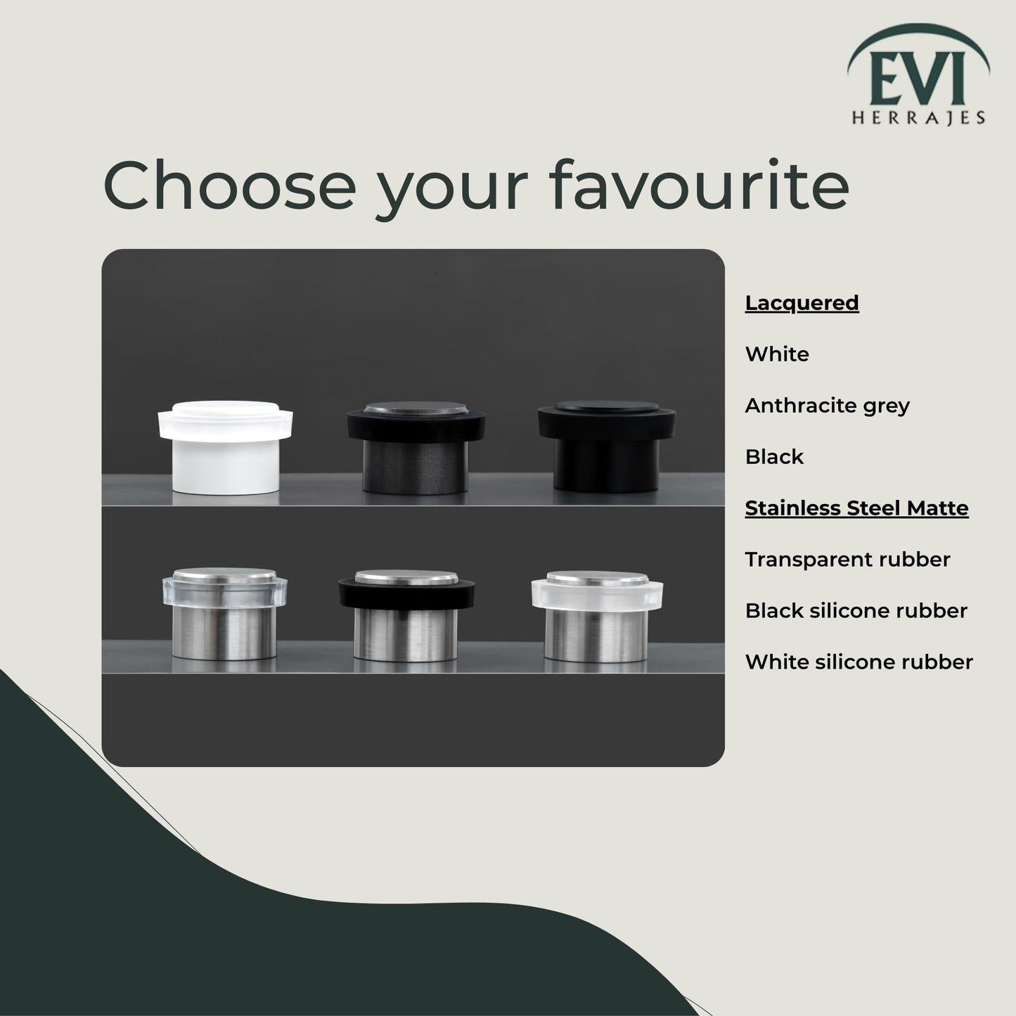 EVI Herrajes | Black Adhesive Door Stopper | Ø24x20mm | Black Silicone Natural Rubber | Stainless Steel | High Adhesion | 100% Functional | Mod I-163-NG