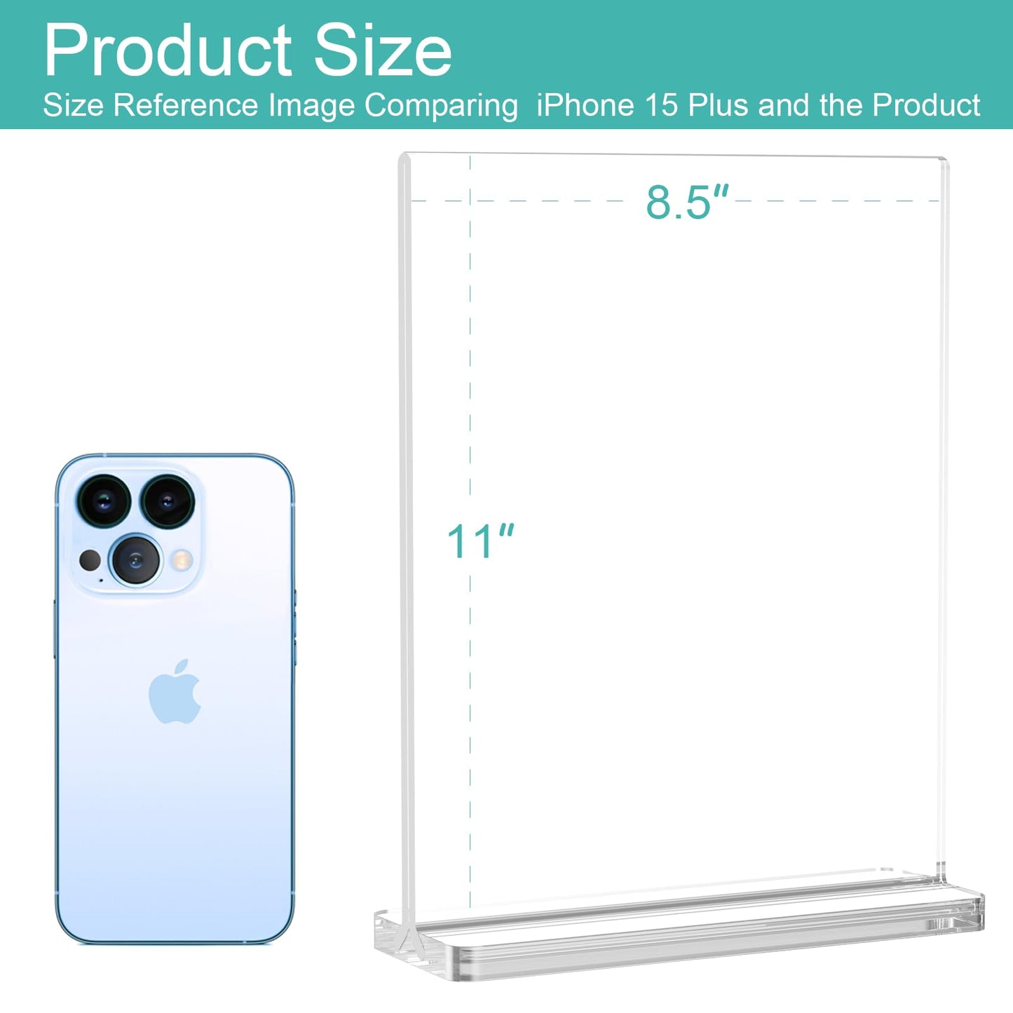 ADColor Acrylic Sign Holder 8.5 x 11 Vertical, Double Sided Clear Stand for Desktop Display Brochure Flyer Ad Poster, Plastic Table Document Menu Sign Holder for Picture Photo Frame, Office School Commercial Use-3pack