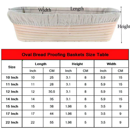 2 pack of 10 inch Sourdough Bread Bakery Basket,Oval Bread Banneton Proofing Basket with Linen Liner Cloth, Brotform Dough Rising Rattan Handmade Rattan Bowl for Professional & Home Bakers