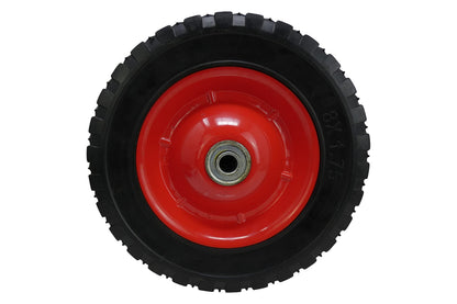 Shepherd Hardware 9594 8-Inch Semi-Pneumatic Rubber Tire, Steel Hub with Ball Bearings, Ribbed Tread, 1/2-Inch Centered Axle Diameter