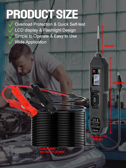 Power Circuit Probe Tester,6-24V DC Circuit Tester Automotive,Test Light,Fuse & Voltage Tester,Automotive Short Circuit Breake Finder Electrical Tools (Black) (Black)