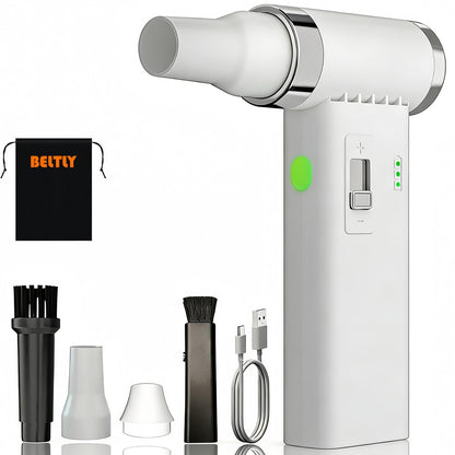 Compressed Air Duster – 110,000 RPM Super Power Cordless FT03 Electric Blower with Brushless Motor, 0-100 Speed Adjustable Jet Fan, Dust Blower for Keyboard, PC, Car & Outdoor Cleaning (White)