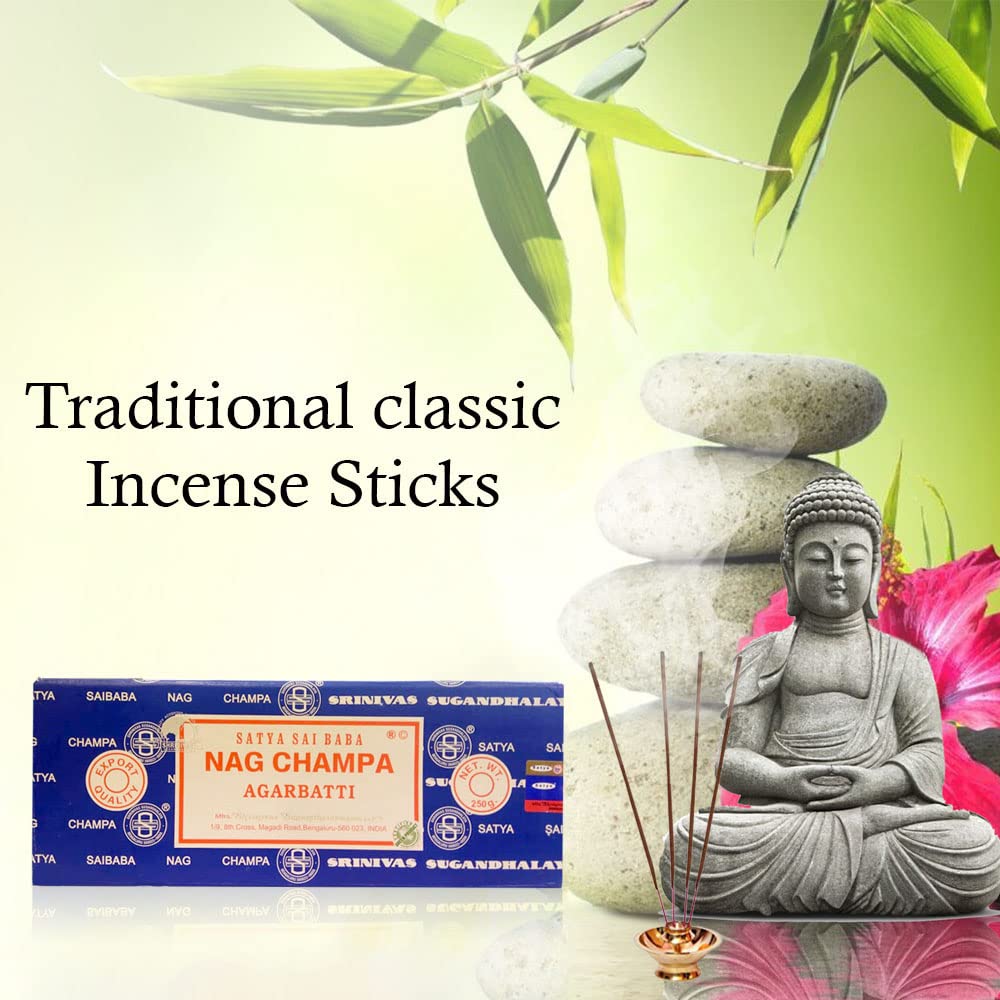 Satya Nag Champa Incense 250 gms - Hand Rolled & Manufactured in Banglore India - Comes along with 100 long premium cotton wicks for diya