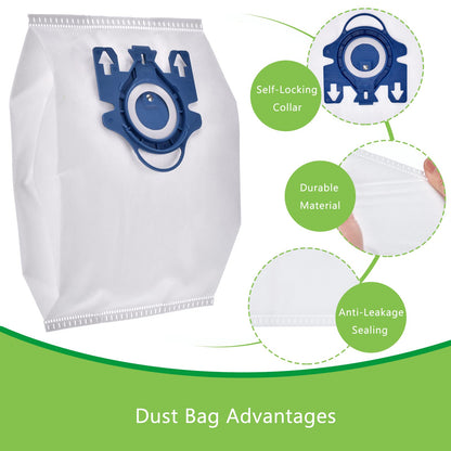 12 Pack Dust Bag Compatible with GN Classic C1 Complete C1 C2 C3 S227 S240 S270 S400 S2 S5 S8 Series Canisters Vacuum Cleaner,4 Motor Protection,4 AirClean Filters