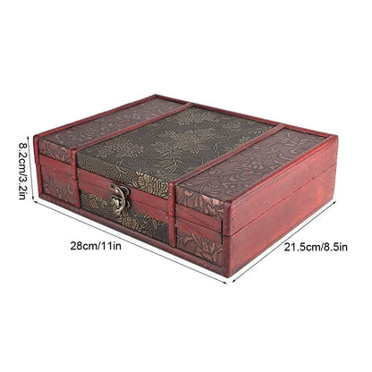 Wooden Box, 11 x 8.5 x 3.2in Large Keepsake Box with Lid Decorative Boxes Wood Storage Box Treasure Chest Trinket Box Gift Box Wood Jewelry Box Memory Box Wooden Chest Box for Decorative