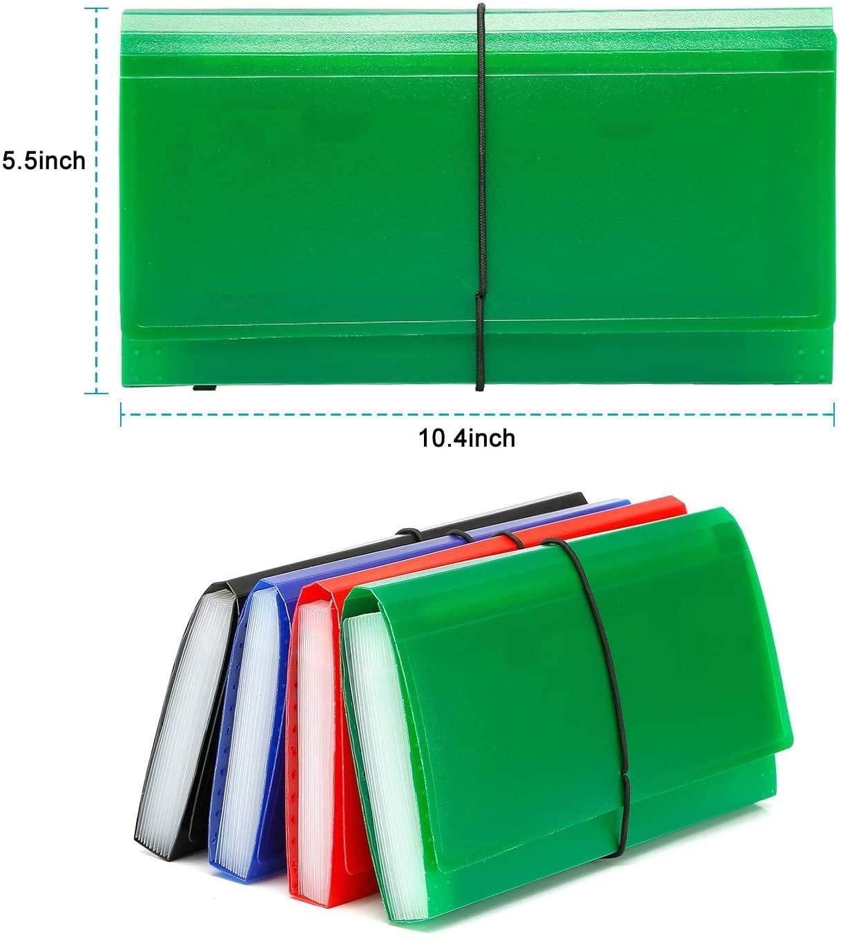 SEEKIND Expanding File Folder 4 Pack, 10.4' 5.5' Receipt Organizer Folder Accordion Folder Document with 13 Pocket for Office,Cards,Tickets-Water Resis …
