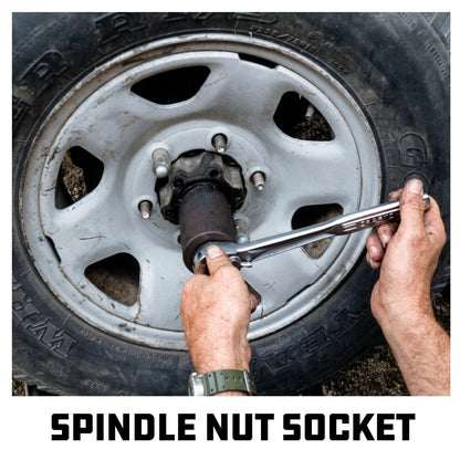 Powerbuilt Spindle Socket, 6 Outer Black, 6 Lug, Remove Spindle Nuts, 2-5 Inch Outer, Ford Chevy GMC Bronco Trucks - 648475