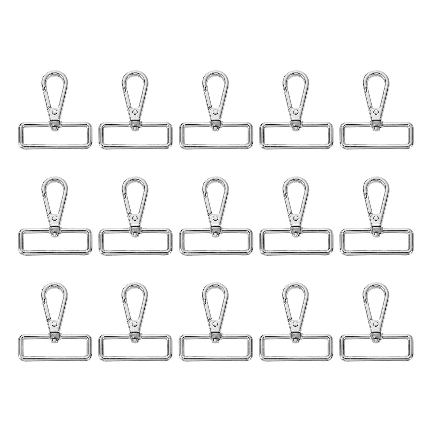 uxcell 15Pcs Swivel Clasps, 1.5 Inch D Ring Lobster Clasp Claw Metal Push Gate Snap Hook for Purse Making Keychain Belt Strap, Silver