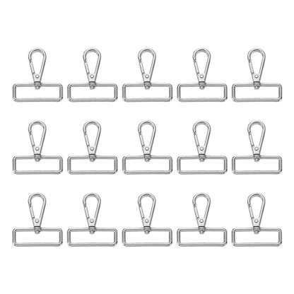 uxcell 15Pcs Swivel Clasps, 1.5 Inch D Ring Lobster Clasp Claw Metal Push Gate Snap Hook for Purse Making Keychain Belt Strap, Silver