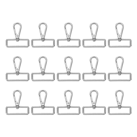 uxcell 15Pcs Swivel Clasps, 1.5 Inch D Ring Lobster Clasp Claw Metal Push Gate Snap Hook for Purse Making Keychain Belt Strap, Silver