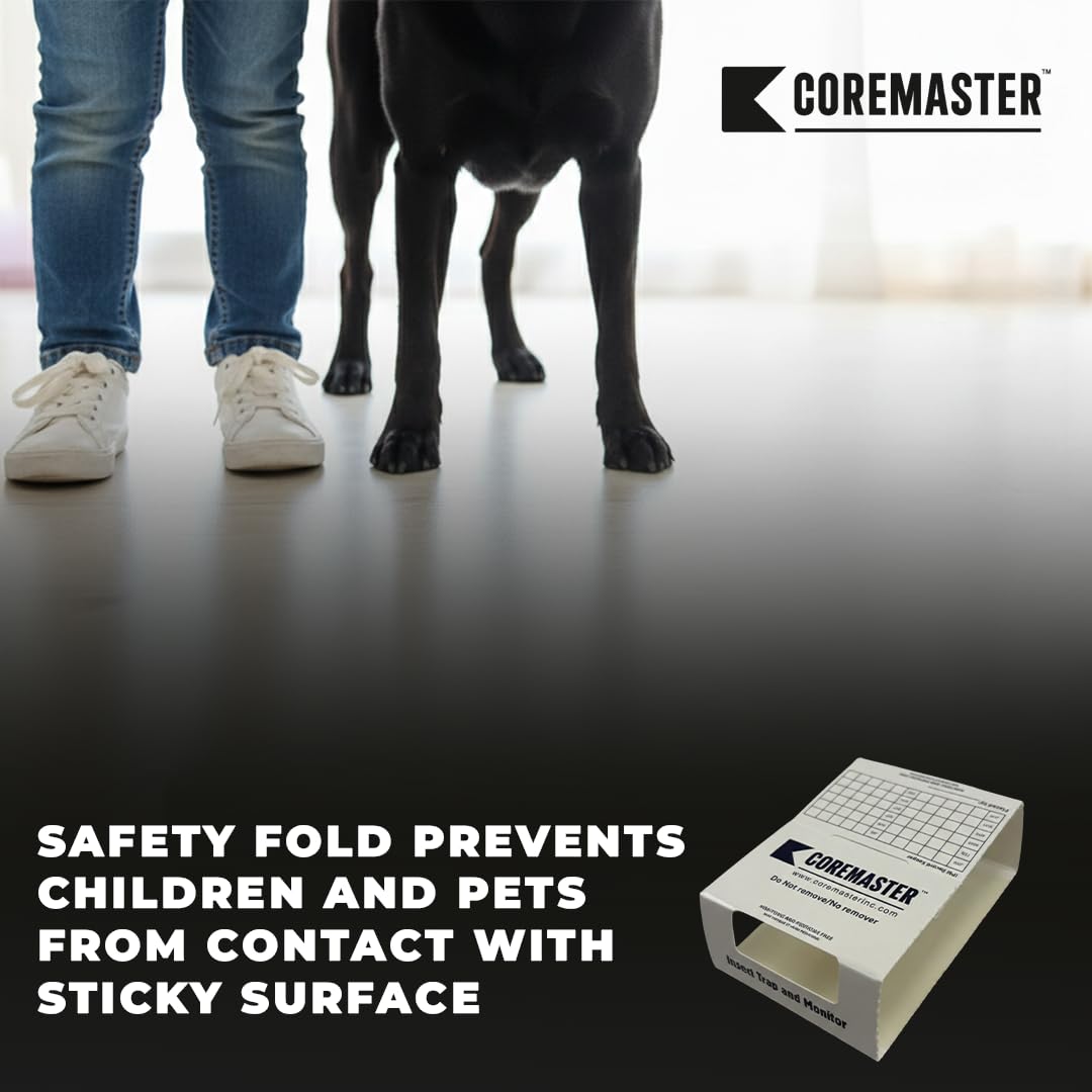 Coremaster Insect Monitor & Traps | Strong Adhesive Boards for Roaches, Ants & Crawling Insects | for Indoor Use i.e Kitchen, Basement,Garage & Storage Areas | Safe, Non-Toxic (24 Boards - 72 Traps)