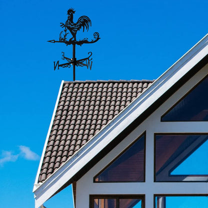 Abizarch Metal Rooster Shape Weathervane, Roof Mount Weather Chicken Wind Vane Direction Indicator,Outdoor Scene Garden Chicken Weather Vane Ornament for for Shed Farmhouse Yard Patio Decor (Rooster)