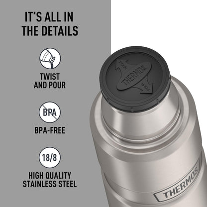 Thermos SK2000STTRI4 Stainless King 16 Ounce Compact Bottle, Stainless Steel, Gray