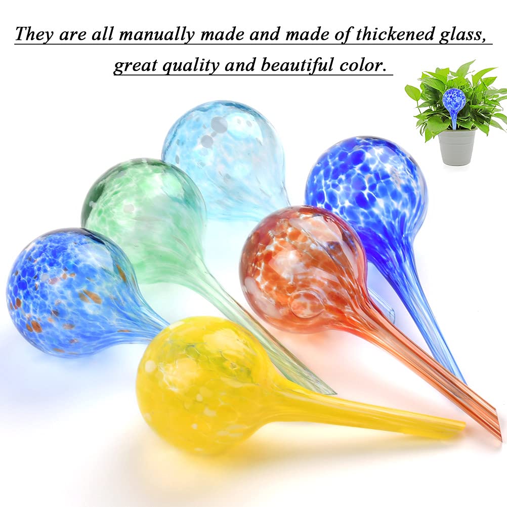 6Pcs Plant Watering Balls for Plant Watering Bulbs, Glass Self Watering Globes, 150ML Volume, Automatic Plant Watering Globe Watering Devices Perfect for Vacation Plant Indoor & Outdoor (6 x 15CM)