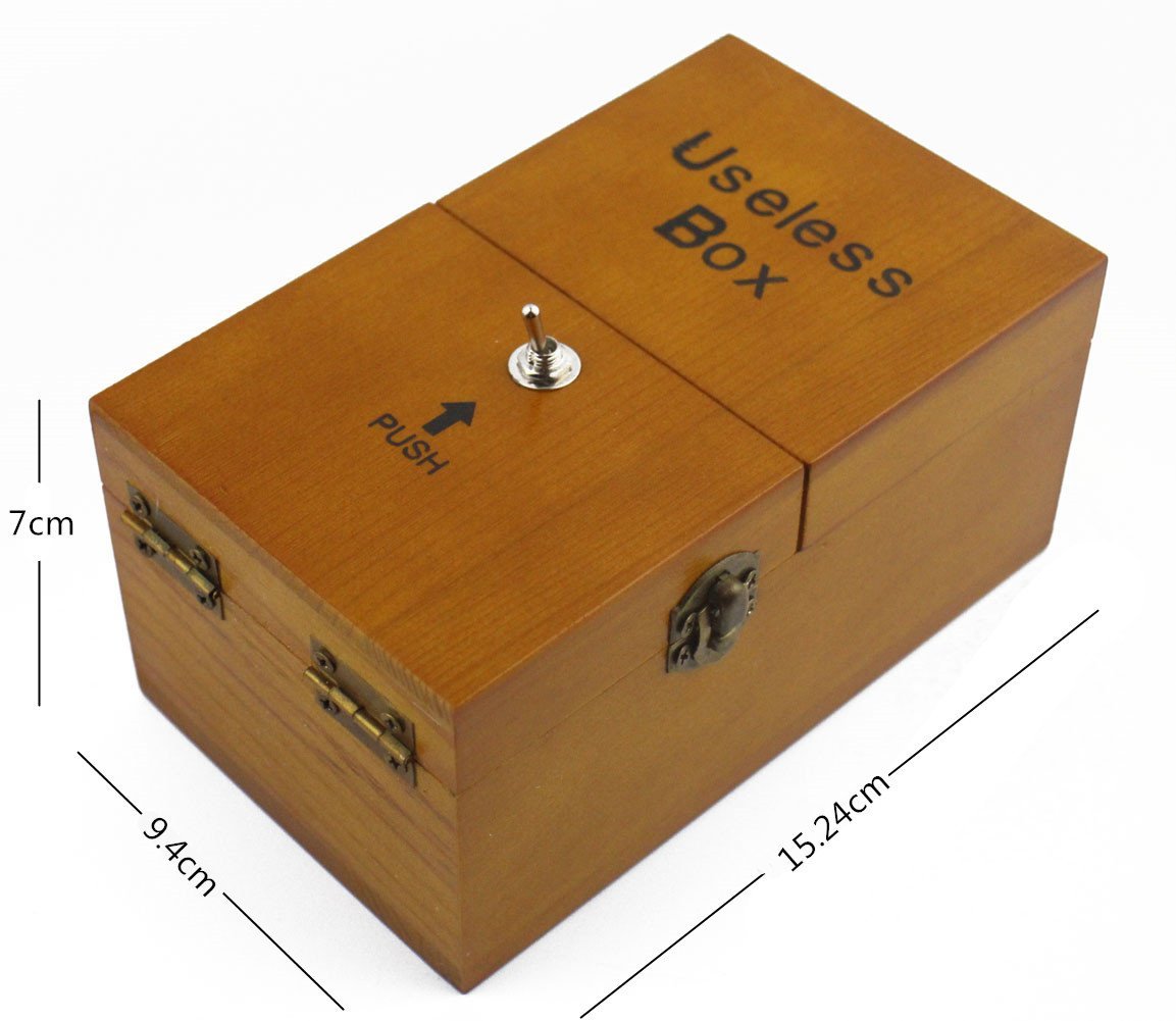 Willcomes Wooden Turns Itself Off Useless Box Leave Me Alone Box Perpetual Machine for Geek Gifts or Desk Toys