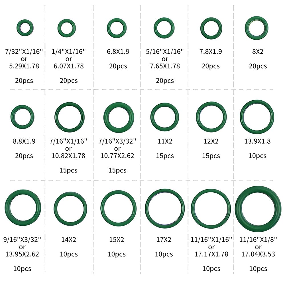 Saipor 3 Sets Car A/C Repair Kit, 270pcs Rubbber O-Ring Assortment Kits Seal Gasket Washer Set + 40PCS Car Air Conditioner Valve Core Kit R12 R134a A/C Valves Cores + 10pcs R134a AC Valve Caps