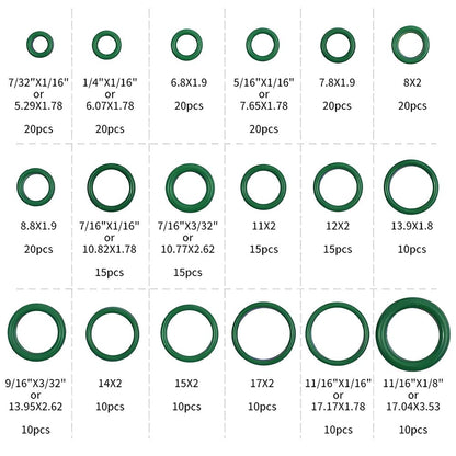 Saipor 3 Sets Car A/C Repair Kit, 270pcs Rubbber O-Ring Assortment Kits Seal Gasket Washer Set + 40PCS Car Air Conditioner Valve Core Kit R12 R134a A/C Valves Cores + 10pcs R134a AC Valve Caps